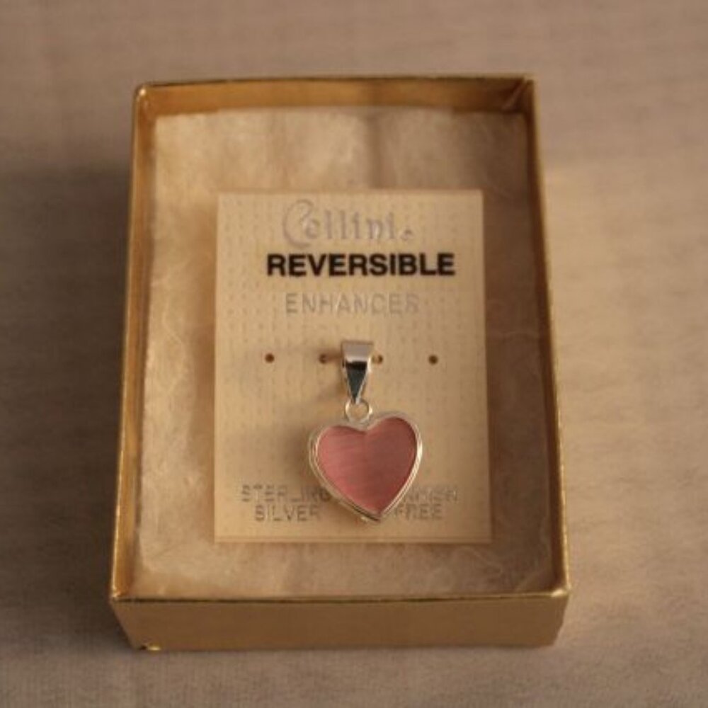 Cellini Sterling Silver Reversible Enhancer Heart Pendant - New